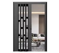 Black Sliding Folding Concertina Door Custom Size Accordion Room Divider with Mounting Hardware Fits 24 70 Inch Openings (Size: 59x80in) Space Saving Solution