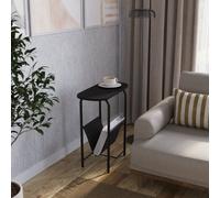 Urbn-Living Urbnliving 58Cm Height Slim Oval Side End Black Table With Magazine Newspapers Holder Sling Rack