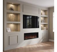 Black Slimline Inset Electric Media Wall Smart Fire Place - 50 Inch - AmberGlo