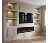 Black Slimline Inset Electric Media Wall Smart Fire Place - 70 Inch - AmberGlo