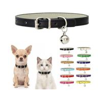 Black Small Collar with Bell, Soft Pu Leather Kitten Dog Collars Adjustable Buckle for XXS XS Extra Small Medium Tiny Female Male Boys Girls Pets Puppy Cats Teacup Yorkie X-Small