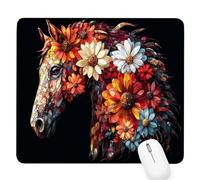 Black Small Mouse Mat 10.24×8.27×0.12 Inch,2026 New Year Gaming Mousepad Horse Mini Desk Pad with Non-Slip Base and Stitched Edge,for Wireless Mouse,Laptop,Office Home,Washable,Roll-up,Gift Men D-248