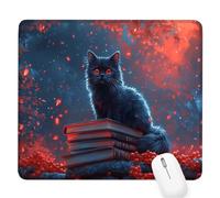 Black Small Mouse Mat 10.24×8.27×0.12 inches,2026 New Year Gaming Mousepad Cat Mini Desk Pad with Non-Slip Base and Stitched Edge,for Wireless Mouse,Laptop,Office Home,Washable,Roll-up,Gift Men D-70