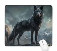 Black Small Mouse Mat 10.24×8.27×0.12 inches,2026 New Year Gaming Mousepad Wolf Mini Desk Pad with Non-Slip Base and Stitched Edge,for Wireless Mouse,Laptop,Office Home,Washable,Roll-up,Gift Men D-850