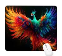 Black Small Mouse Mat 11.42×9.45×0.12 in, 2026 New Year Gaming Mousepad Phoenix Mini Desk Pad with Non-Slip Base and Stitched Edge, for Wireless Mouse, Laptop, Office Home, Gift for Men/Woman D-244