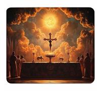 Black Small Mouse Mat 220x180x3mm, Gaming Mouse Pad with Non-Slip Rubber Base, Desk Mat with Stitched Edge, Waterproof Wear-Resistant, Mousepad for Gaming Accessories Gifts, The Last Supper K-9754