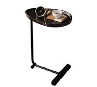 Black Small Oval Coffee Table Modern Side Table for Living Room Bedroom Balcony & Office Stylish End Table & Laptop Desk 45x30x70cm