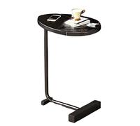 Black Small Oval Coffee Table Versatile Side Table for Living Room Bedroom Balcony & Office Compact End Table & Laptop Desk 45x30x60cm