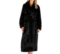 (Black, Small - UK 10/12) Slenderella Ladies Flannel Fleece Shawl Collar Dressing Gown