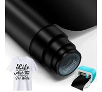 Black Smart Iron On for Cricut Joy, 14 x 200 cm Plotter Film Textile Smart Heat Transfer Vinyl Rolls, Flex Film Plotter Textiles for Iron-on Works without Cutting Mat for DIY T-Shirts, Hoodie, Fabrics