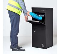 Smart Parcel Box Large Secure Outdoor Delivery Box Galvanised Steel Front And Rear Access Black