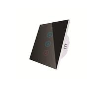 (Black) Smart WiFi Curtain Shutter Touch Door Switch EU Standard Remote Control Works with Alexa Google Voice Control