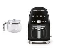 (Black) Smeg DCF02 Drip Filter Coffee Machine +DCG01 Glass Carafe Spare Jug Bundle