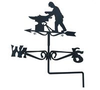 Black Smith Weather Vane Vain Wall Mount House Roof Pressed Steel Anvil Shed