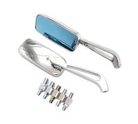 Black/Smoke/Blue Rectangle Motorcycle Mirrors - 8mm/10mm Universal Handlebar Side (CNC, Glass Lens, 2PCS) Stylish Design Motorcycle Rear View Rearview Mirrors