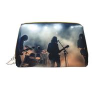 Black Smoke Music Leather Hand-Held Zipper Makeup Bag Cute Make Up Case Large Wide-Open Pouch Pen Case