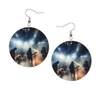 Black Smoke Music Leather Round Earrings Color Valentine'S Day Festival Activities Fashion Women'S