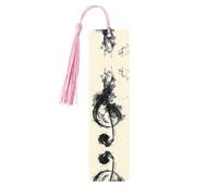 Black Smoke Music Print Reading Page Markers, 5pcs Wooden Bookmarks with Tassels,Teachers Reading Book Lovers Gifts