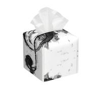 Black Smoke Music Print Tissue Box Cover, Leather Tissue Holder Decorative Tissue Box Holder For Kitchen, Bathroom