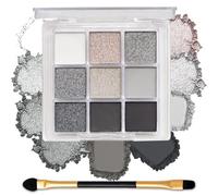 Black Smokey Eyeshadow Palette Makeup,9 Colors Black Silver Gray White Eye Shadow Pallets For Women,Long Lasting,Waterproof and Blendable,Make-up Palettes With Brushes-Halloween Goth Gifts(Smoky)