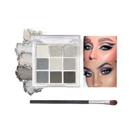 Black Smoky Silver Eyeshadow Palettes Goth Eye Shadows Palette, Gray Cool Make-Up Palettes Shimmer for Women, Glitter Make up Set Festival Colour, Waterproof Long Lasting Highly Pigmented with Brush