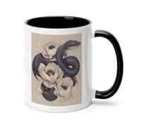 Black Snake And Flower Ceramic Coffee Mug with Handle 11 Ounces, Porcelain Mug Coffee Cup Tea Mug Water Cup Ideal for Coffee,Tea,Latte,Cappuccino,Microwave & Dishwasher Safe Unique Gift Cup