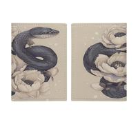 Black Snake And Flower Leather Passport Holder Handmade Passport Cover with Card And Ticket Slot Easy Access Passport Case Passport Wallet Passport Holder for Women And Men, style, 20.3x13.8cm