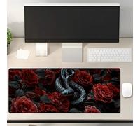 Black Snake and Red Roses Mouse Pad Gifts 31.5" x 11.8", Non-Slip Rubber Base MousePads for Computers Laptop School Office Home Accessories Decor, Mouse Pad, Keyboard Desk Mat