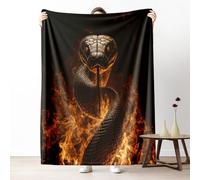 Black Snake Blanket for Bed Couch, Cool Flame Reptile Microfiber Blanket Queen 78x86 Inch, Fantasy Animal Fleece Throw Blankets Soft Lightweight Warm Cozy for Fall Picnic Camping Travel