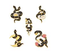 Black Snake Enamel Pin Brooches - Two-Head Snake Winding Sword Flower Skull Punk Dark Lapel Pins for Backpack Hats Clothes