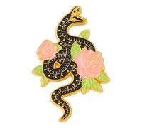 Black Snake Enamel Pin with Flowers & Moon Gothic Badge for Backpacks & Hats, Klein, Non-precious metal