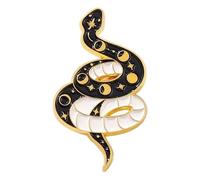 Black Snake Enamel Pin with Flowers & Moon Gothic Badge for Backpacks & Hats, Klein, Non-precious metal
