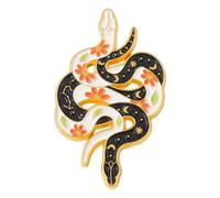 Black Snake Enamel Pin with Flowers & Moon Gothic Badge for Backpacks & Hats, Klein, Non-precious metal