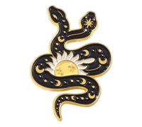 Black Snake Enamel Pin with Flowers & Moon Gothic Badge for Backpacks & Hats, Klein, Non-precious metal