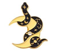 Black Snake Enamel Pin with Flowers & Moon Gothic Badge for Backpacks & Hats, Klein, Non-precious metal