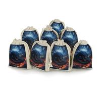 Black Snake in Flames Bunches Pocket Cotton And Hemp with Drawstring 8 Pieces Reusable Gift Bags Jewelry Pouch for Wedding DIY Craft Party (4.9 X 6.7 Inch)