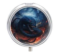 Black Snake in Flames Pill Box, 3 Compartment Small Pill Case Waterproof Travel Pill Organizer for Pocket Or Purse Portable Mini Medicine Tablet Vitamin Holder Pill Case