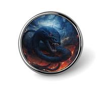 Black Snake in Flames Round Badge Cute Brooch Hats Jackets Decor Personalized Lapel Pin Clothing Jewelry Accessories for Wedding Party Gift