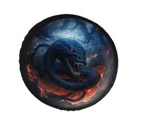 Black Snake in Flames Spare Tire Cover PVC Leather Spare Wheel Cover Dustproof Waterproof Jeep Tire Cover for 28inch Camper, RV Trailer, Truck, SUV Fit Diameter 28-34 Inch