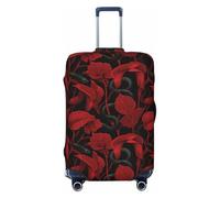 Black Snake Red Flower Print Travel Luggage Covers, Washable Suitcase Covers Protector for Luggage 18-32 Inch High Elasticity, Black, Medium