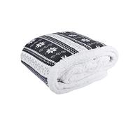 Black Snowflake Design Luxury Fleece Blanket Soft Sherpa Sofabed Throw 130x160cm