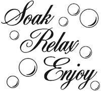 Black SOAK Relax Enjoy Bathroom Wall Art Quote Sticker Vinyl Decal Home Art Decoration,Bathroom Stickers,Wall Stickers and Murals,DIY Wall Decoration Supplies