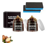 Black Soap with Argan and Rose, Organic Moroccan Black Soap - Deep Cleansing & Moisturising Body Scrub, Gentle Cleansing & Moisturising - For All Skin Types (2)
