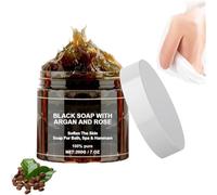 Black Soap with Argan and Rose,Organic Moroccan Body Exfoliating Scrub,Exfoliating Body Scrub for All Skin Types