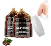 Black Soap with Argan and Rose,Organic Moroccan Body Exfoliating Scrub,Exfoliating Body Scrub for All Skin Types