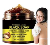 Black Soap With Argan Oil Rose, Mild & Gentle Cleansing Formula for Daily Skin Radiance