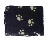 BLACK SOFT COSY WARM FLEECE PAW PRINT PET BLANKET DOG PUPPY ANIMAL CAT BED