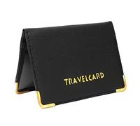Black Soft Leather Travel Card Bus Pass Credit Card ID Card Wallet Cover Case Holder by TICHI
