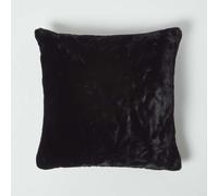 Soft Touch Faux Fur Cushion 46 x 46 cm Homescapes Black One Size