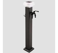 Black Solar LED Garden Water Column - 304 Stainless Steel Vertical Hydrant, Freeze-Proof Outdoor Dual Faucet, 31in Height for Yard Decoration and Illumination